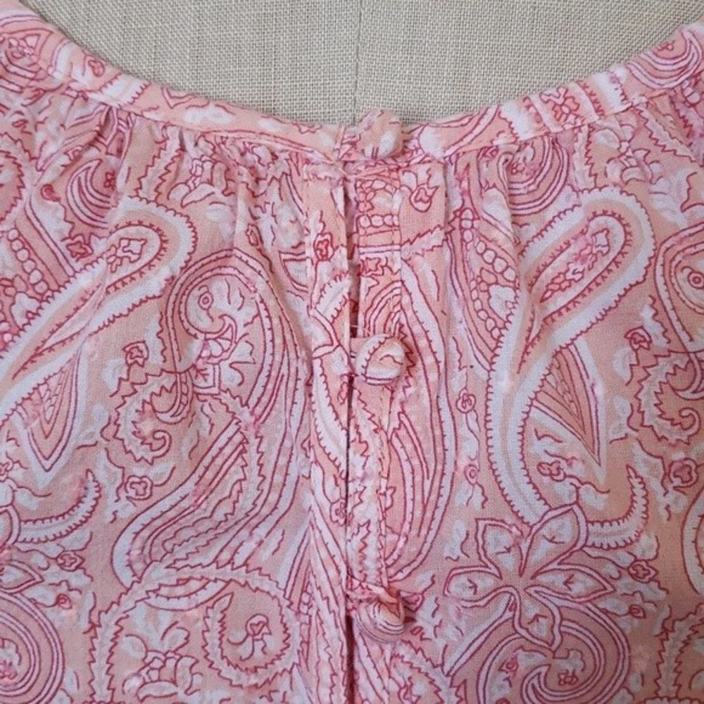St. John’s Bay Coral Paisley Boho Peasant Top Petite Large - Picture 7 of 10